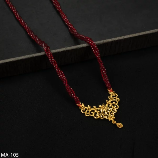MA-105 - Elegant Gold Plated Red Hydropotey Traditional Mangalsutra for Married Women