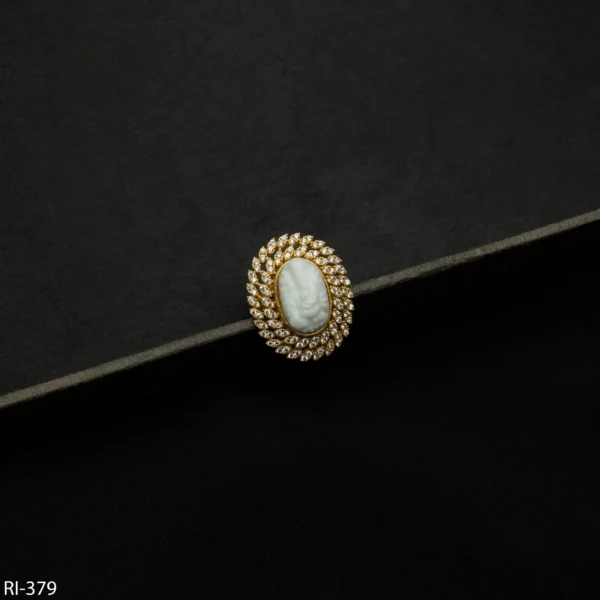 RI-379 - Bold & Spiritual Divine Muga Ganesha Adjustable Finger Ring for Festive Occasions