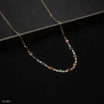 CH-351 - Vibrant Multicolor Oval Stone Chain for Party and Casual Style