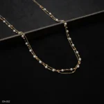 CH-352 - Minimalist Dainty Double Layered Gold Plated Chain with Mini Pearls