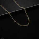 CH-353 - Essential Minimalist Double Layered Gold Plated Bead Satellite Necklace