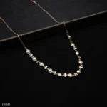 CH-354 - Romantic Gold Plated Necklace with White Pearls and Floral Accents