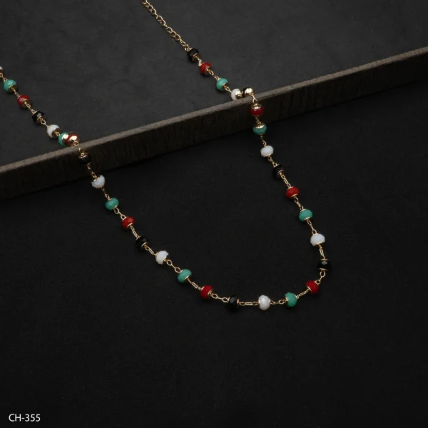 CH-355 - Lively Everyday Layering Bohemian Style Chain with Vibrant Red and Green Accents