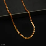 CH-356 - Radiant Gold Tone Chain Featuring Bold Red Beaded Links