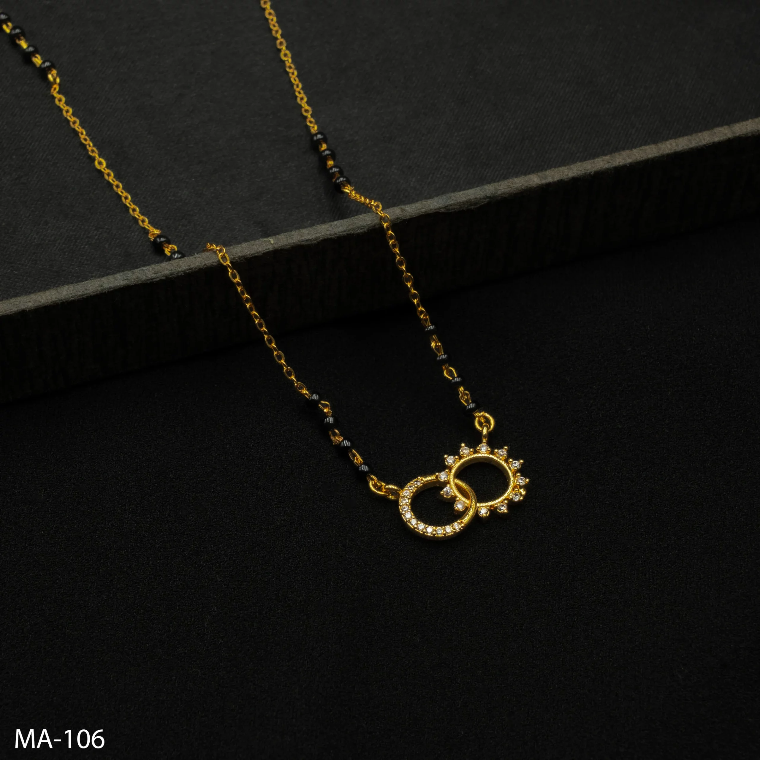 MA-106 - Gold Plated Modern Sun Pendant Stylish and Modern Mangalsutra MA-106 - Gold Plated Modern Sun Pendant Stylish and Modern Mangalsutra