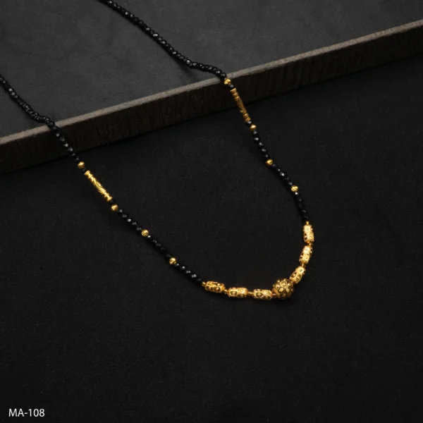 MA-108 - Traditional Fusion Mangalsutra with Elongated Gold Plated Charms