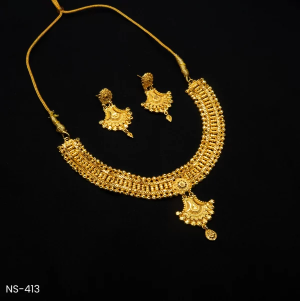 NS-413 - Embrace Tradition Intricate Gold Plated Traditional Festive Necklace Set